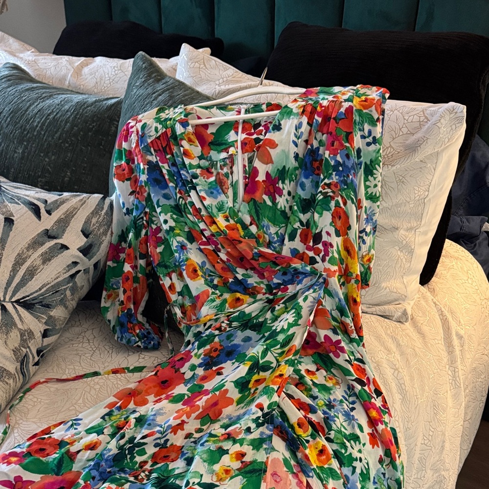 Calvin Klein Vibrant Floral 3/4 Sleeve Dress